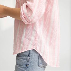 Frank and Eileen Double Stripe Barry Italian Linen Button Up